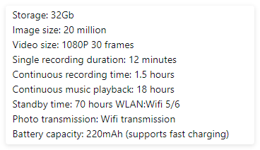 AI Camera Smart Glasses